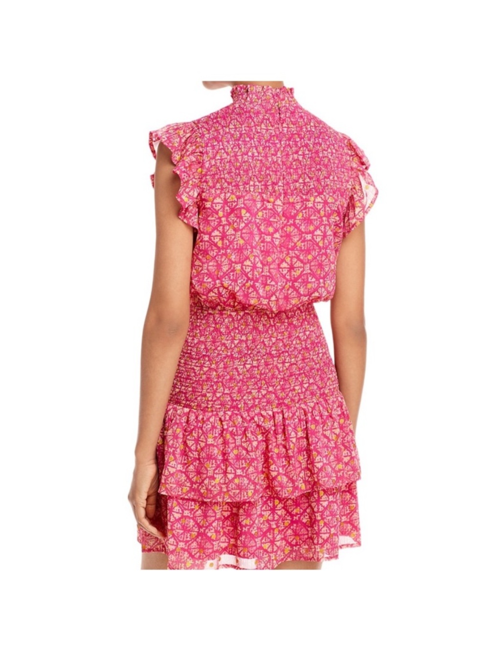 Aqua Pink Floral Smocked Mini Dress - Picture 3 of 5